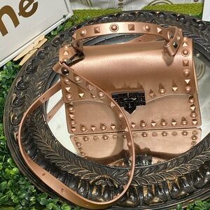 Elegant Studded Crossbody Bag in Rose Gold